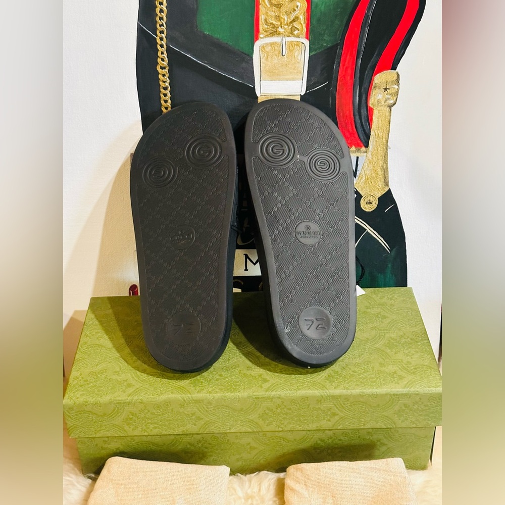 🔥 NIB GUCCI SLIDE GG JUMBO Embossed Full Inclusion Size 38 (24.5 Insole) - Picture 9 of 16